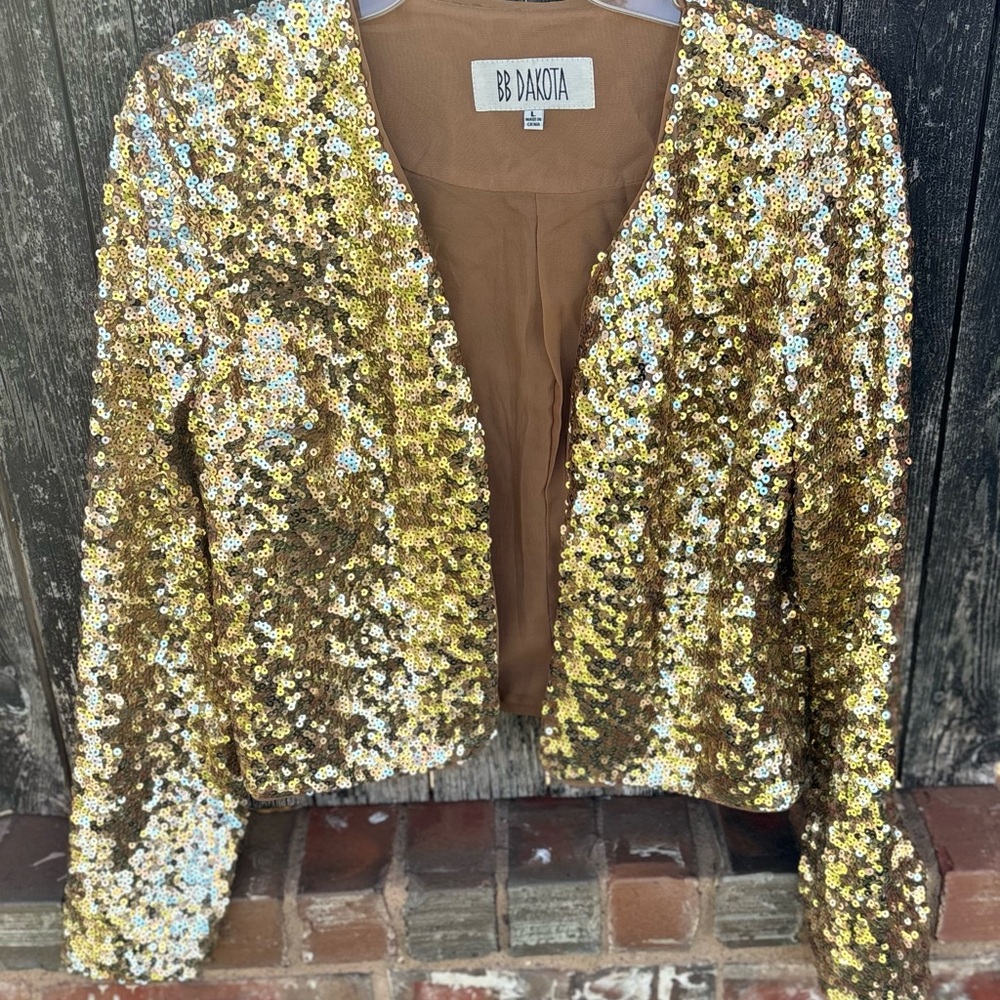 106. BB Dakota Shimmering Gold Sequin Blazer